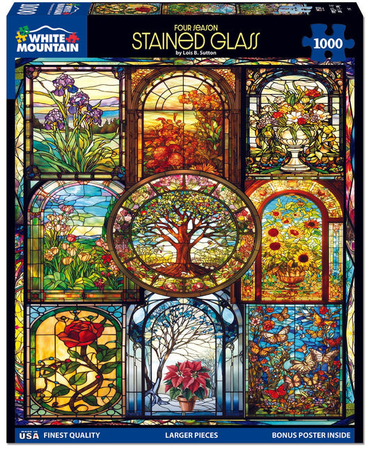 Four Season Stained Glass (2139pz) - 1000 Piece Jigsaw Puzzle